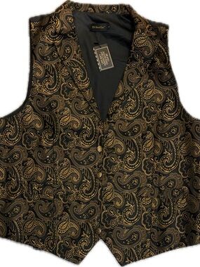 DiBanGu Black & Gold Paisley Vest